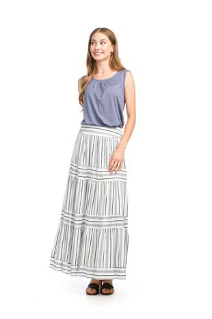 PS-16907 - STRIPED TIERED SKIRT WITH BACK ELASTIC WAIST - Colors: AS SHOWN - Available Sizes:XS-XXL - Catalog Page:60 